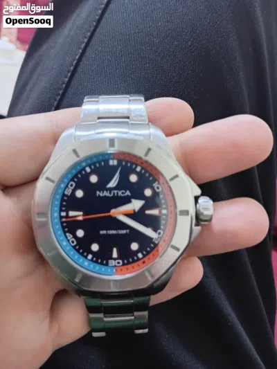 nautica stainless steel 3-hand watch ساعة 2