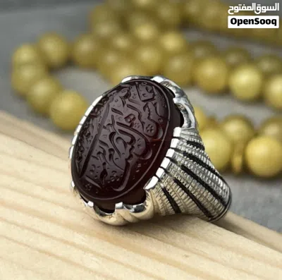 مجموعة خواتم عقيق يماني فضة ثقيلة 2