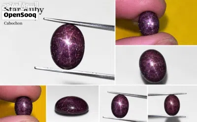 خاتم ياقو ت نجمي أفريقي مع فحص المختبر natural african star ruby stone 4