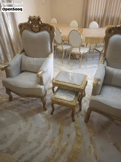 طقم كنب صالون مصري مذهب فخم جداً مع بوفيه (بحالة كالجديد) 4
