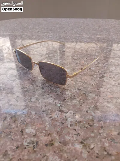 Gold Frame Black Lens Rectangular Sunglasses 4