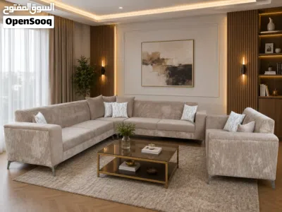 أطقم كنب وكورنر حرف ال مع مزدوجة تصميم مودرن جوده عاليه خشب سويد اسفنج دانلوب عروض لفترة محدودة 2