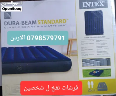 سرير هوائي قابل للنفخ مزدوج فرشات نوم للمنزل في الهواء الطلق ، مرتبة كبيرة الحجم وسميكة وزرقاء ومريح 3