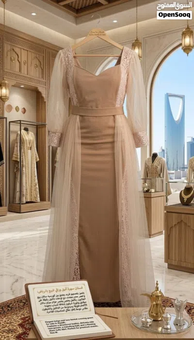 فستان سهرة كريب ناعم مع كاب تول وتطريز ترتر راقٍ 2