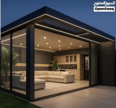 تركيب جلسات خارجية حديد وزجاج وخشب غرف وبرجولات باتواعها 4