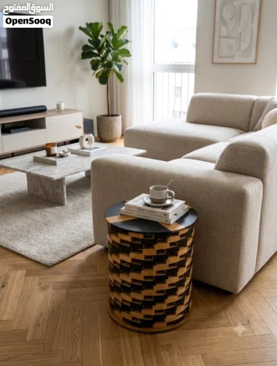 ترابيزة جانبية مودرن بتصميم هندسي مميز – قطر 40 سم × ارتفاع 50 سم 2