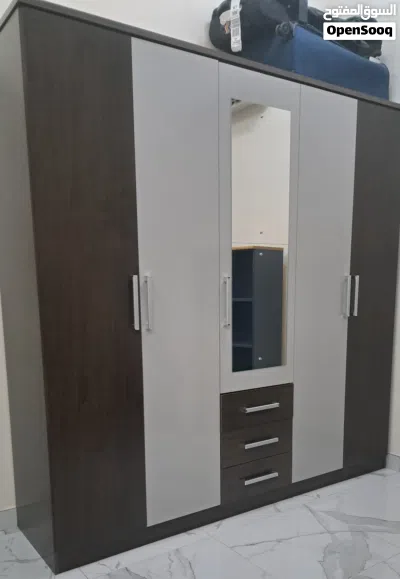 Spacious Bed Frame with mattress Large 3-Door Wardrobe with 2 Full-Length Mirrors 2 Matching Beds 2