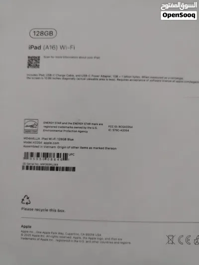 ايباد a16 نظافه 95 بطاريه 92 ملحقات كامله كفر كارتون شاحن اصلي لاسق شاشه 4