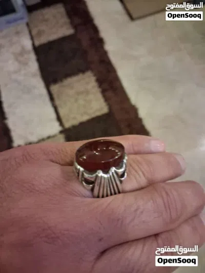 خاتم فضة عقيق يمني كبدي.. وزن22.5غ... مقاس 22 2