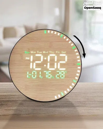 ساعة رقمية مكتبية مقاس 10 بوصه بتصميم من الخيزران، شاشة كبيرة قابلة للتعتيم، مع جهاز تحكم عن بعد 4