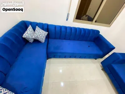 طقم كنب كورنر لون نيلي ملكي 4