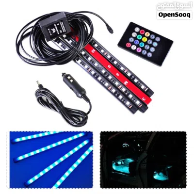 طقم أضواء ليد (LED) داخلية للسيارة - تحكم ريموت وحساس صوت! 4