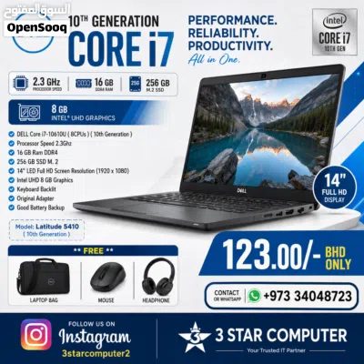 Dell Core i7 10th Gen Laptop 16GB RAM SSD35x 14 FHD Ready To Use Free Bag, Mouse,Earphone 2