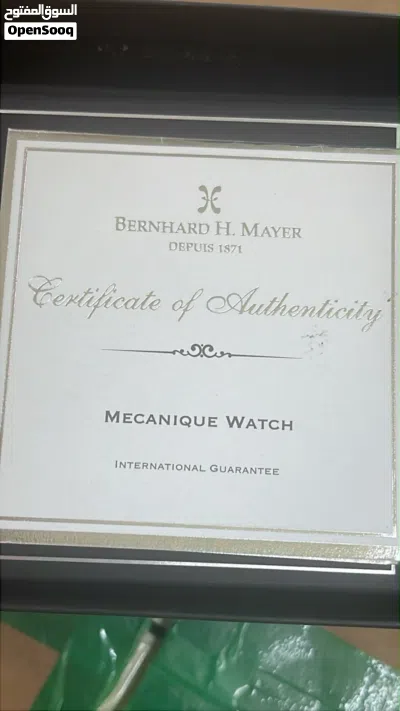 ساعة Bernhard H. Mayer السويسرية الأصلية الفاخرة - ميكانيكية بإصدار محدود ونادر 1324/1999 مع شهادة 2