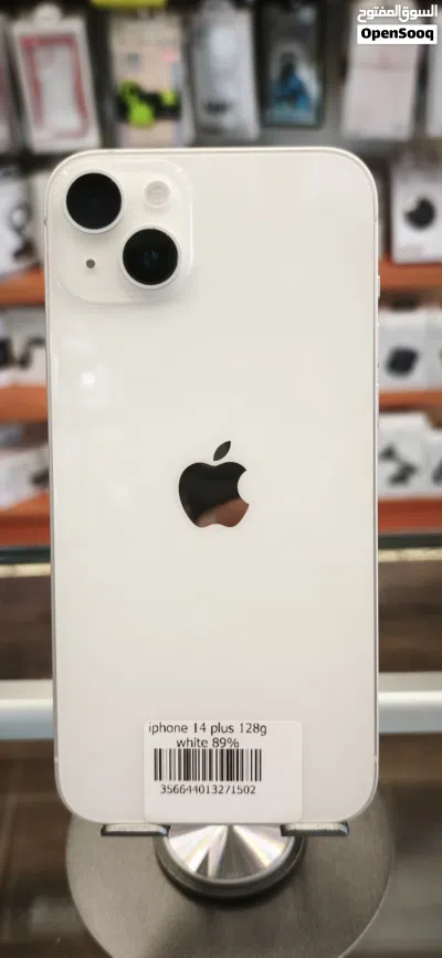 iphone 14 plus تخزين 128g لون ابيض بطارية 89% خالي من الخدوش بحالة الوكالة بسعر حرررق 2