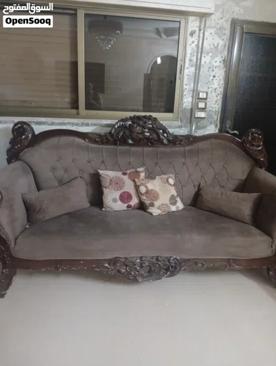طقم كنب لون بني غامق 5 كنبايات 4