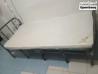 Single Metal Folded Bed and Mattress 2