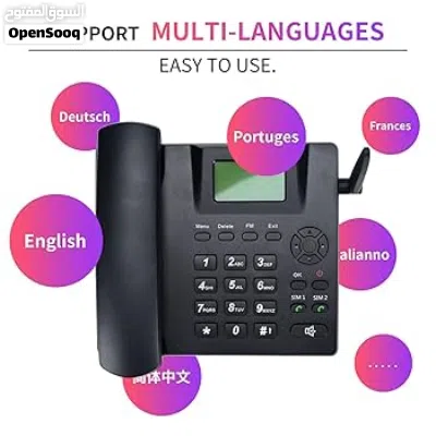 تلفون ثابت يدعم شريحة SIM Dual Sim Card GSM Cordless Telephone 4