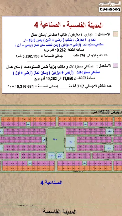 للبيع قطع أراضي تجاري بمدينة القاسمية المرحلة الرابعة علي الشارع الرئيسي بسعر 110 درهم للقدم 4