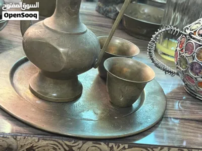 طقم نحاس مرسم إبريق مغربي وصينه 4 فناجين 2