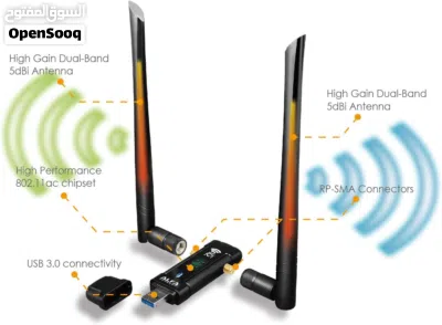 كارت شبكة Alfa AWUS036ACM الأصلي (مخصص لاختبار الاختراق) يدعم 5G وبمدى عالي 4