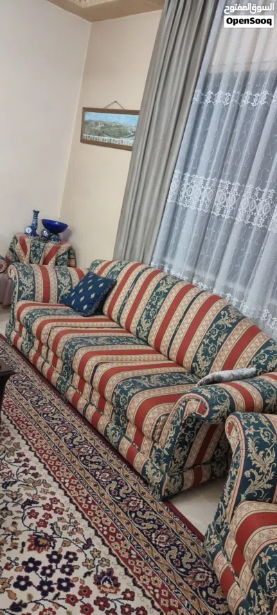 #كنب 8مقاعد خشب زان للبيع قوي جدا وبتحمل أوزان ثقيله ومنجد جديد 4