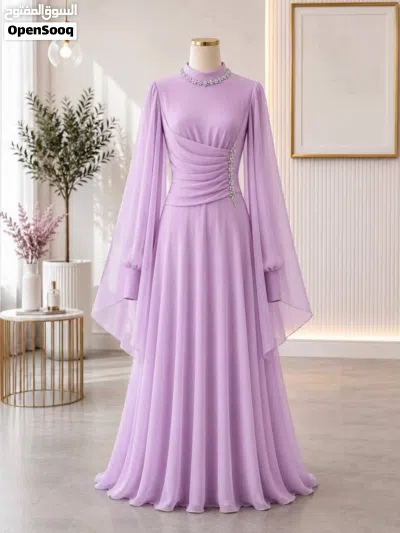 فستان سهره و حفلات بنفع للمحجبات متوفر بأربع ألوان 4