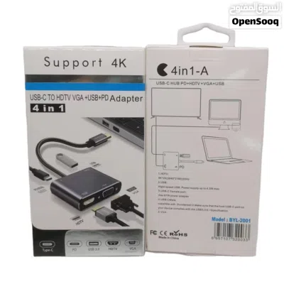 تحويلة OTG 4 في 1 - 4in1 Type-C to HDMI, VGA, USB3.0 + TYPE-C 2