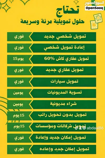 يتوفر كافة خدمات التمويل كل البنوك والشركات العملاء الي عليهم عقاري وشخصي نطلع لهم 4
