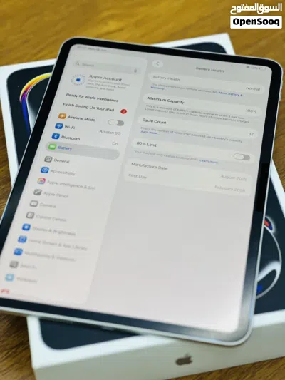 iPad Pro M5 11-inch 256GB battery health 100% Cycle count 12 only. 11 Months under warranty. 4