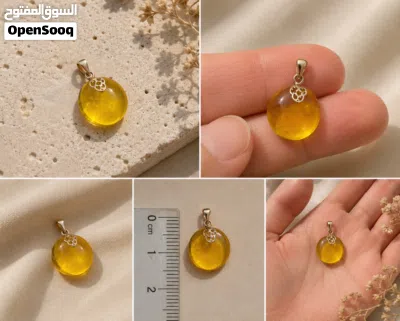 Genuine Baltic Amber Round Pendant 925 Sterling Silver 2