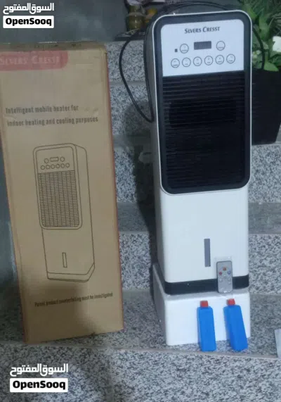مبردة هواء حجم مكتبي مع ريمونت وكذلك تعمل باللمس مع مطارتي ثلج وتعطي هواء حار بالشتاء ماركه الماني 3