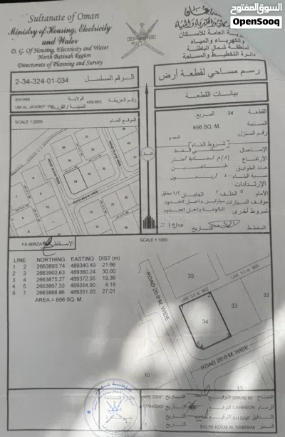 ارض سكنية صحم المرفع + ام الجعاريف + البريمي 3