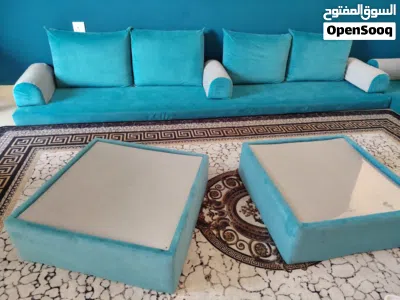 جلسة أرضية تركواز راقية كاملة مع الطاولات والفرشة جاهزة للاستخدام floor seating set 2