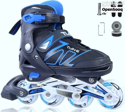 Tian-E Adjustable Inline Skates for Women/Man - Black/Blue Size XL 3