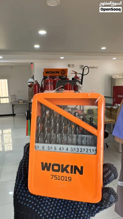 WOKIN 19PCS HSS TWIST DRILL BITS SET 19 رأس مثقاب حلزونية من الفولاذ متوفرة مع سياب للتجارة. 2