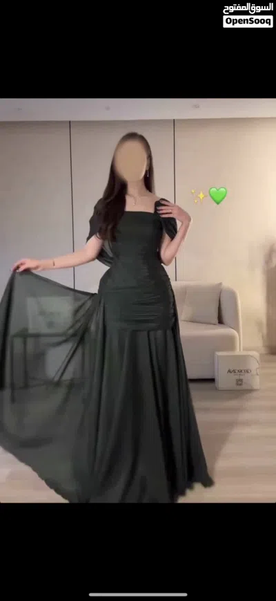 فساتين سهرة او اعراس بلون زيتوني شيفون 2