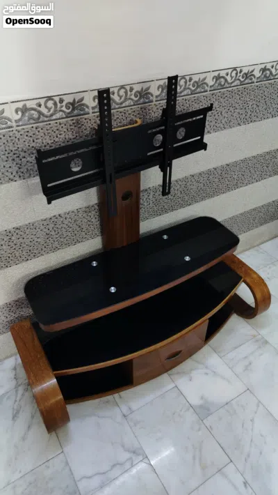 ميز شاشة بلازما خشب+زجاج للبيع 2