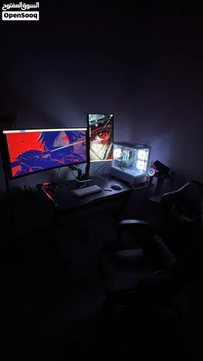 ستب PC *5060*جيمينج للبيع كامل شاشتين مع جهاز وطاولة وكرسي جيمينج بالكامل 2