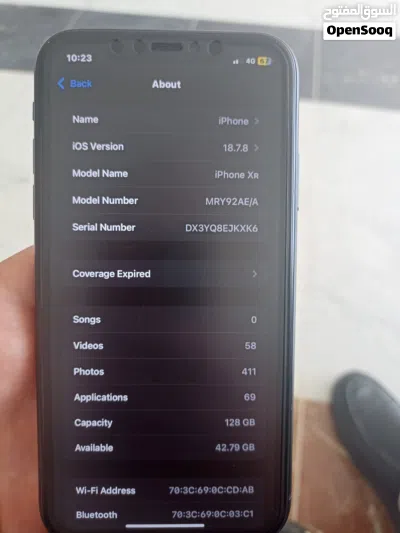 iPhone XR لا مفتوح ولا مصلح بطارية 84 اصلية مساحة تخزين 128 الهاتف لا يشتكي من شيء كل قطعة أصلية 2