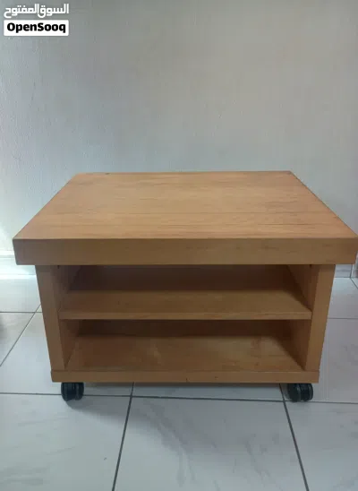 Solid Wood Rolling Coffee Table with Open Shelves 4