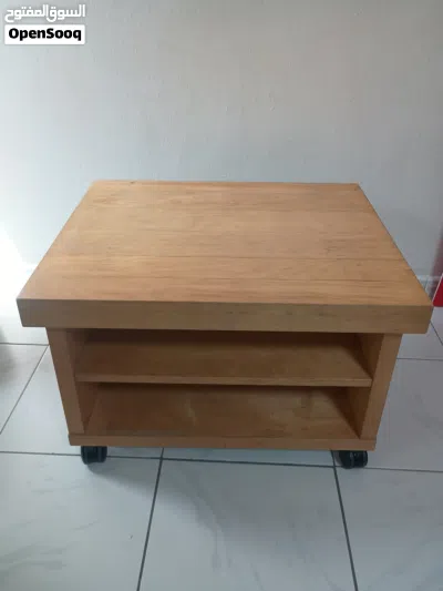 Solid Wood Rolling Coffee Table with Open Shelves 3