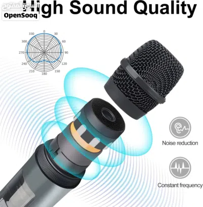 ميكروفون لاسلكي احترافي مزدوج UHF مع جهاز استقبال صغير محمول بمقبس 6.3 kh Duel Professional UHF Wire 2