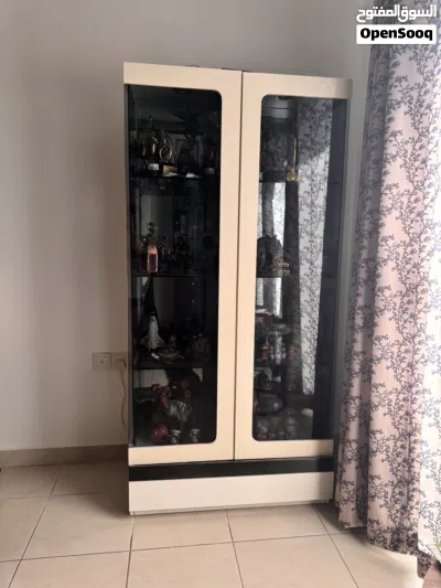 Glass Showcase Cupboard with Drawer & Spotlights 4