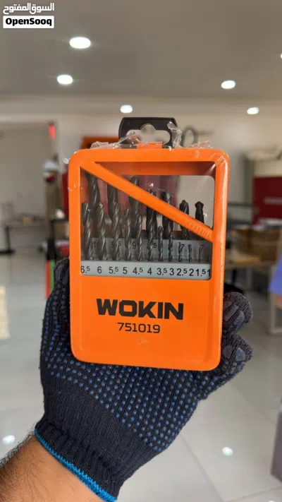 WOKIN 19PCS HSS TWIST DRILL BITS SET 19 رأس مثقاب حلزونية من الفولاذ متوفرة مع سياب للتجارة. 3