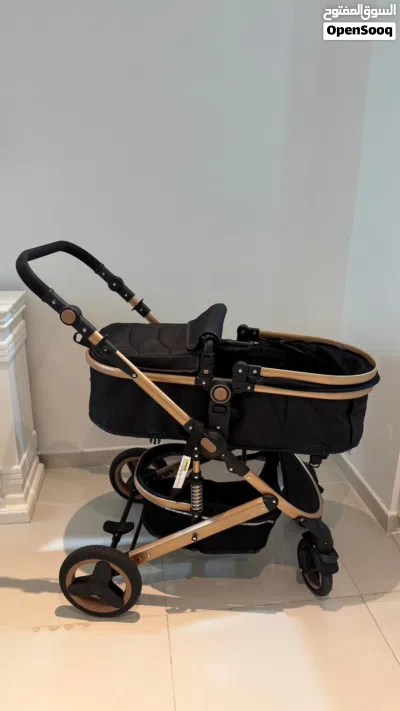 3-in-1 Baby Stroller – Black Gold Excellent Condition 2