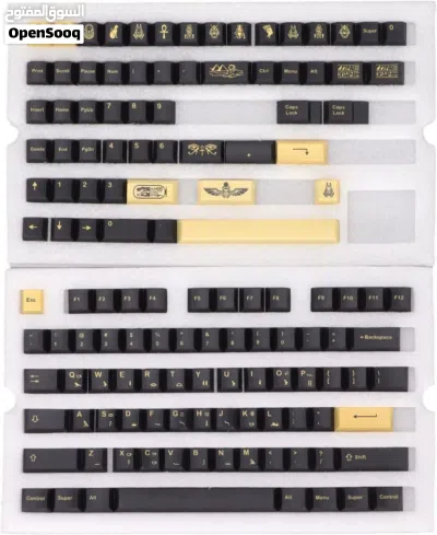 كيكاب هيروغليفي لون اسود Egyptian Pharaoh keycaps doubleshot PBT 2
