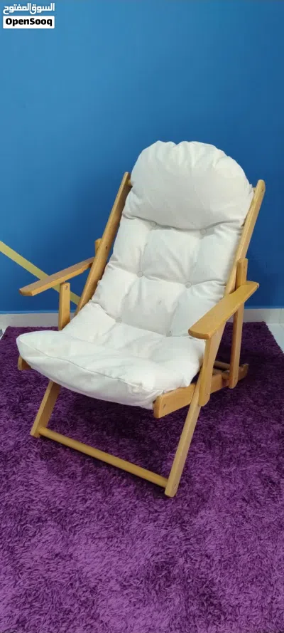 كرسي استرخاء خشبي فاخر مع فرشة مريحة Luxury Wooden Recliner Chair – Great Deal Only 12 2
