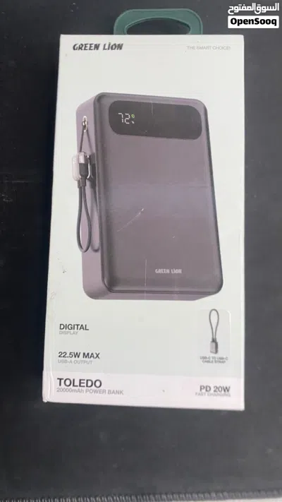 باور بانك 20000mAh متوافقه مع الشحن السريع وشحن أجهزه متعدده معاً يحتوي ايضاً على شاشه رقميه ذكيه 2