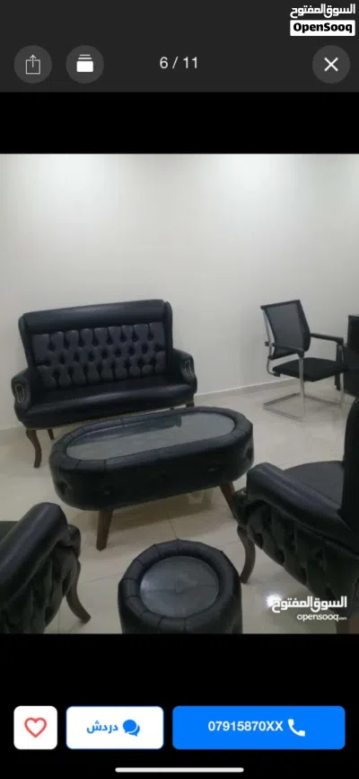 طقم كنب اربع مقاعد جلد فخم جدا مع امكانيه التحكم بالالوان 4